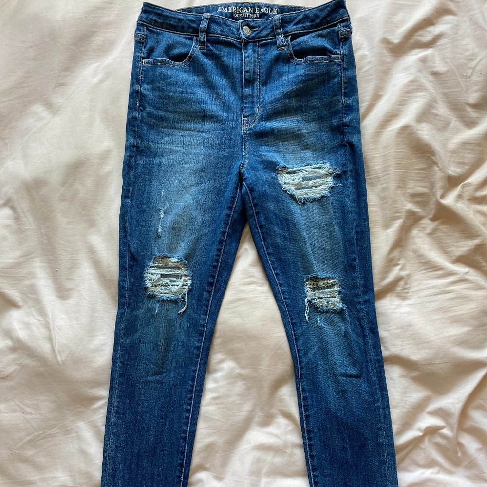Hi Rise Destressed Denim